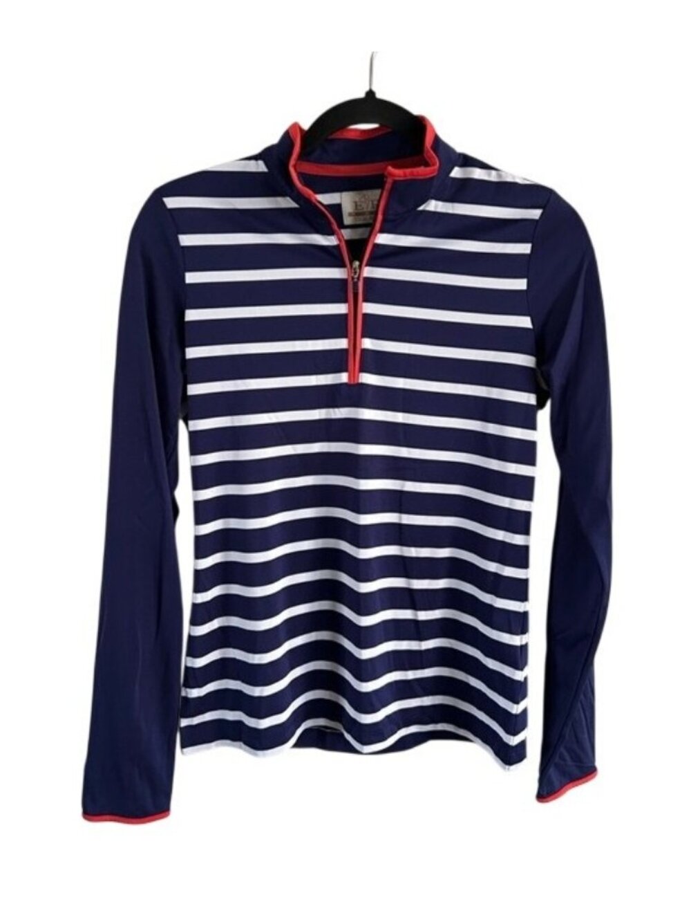 EP Pro Tour Tech Long Sleeve 1/4 Zip  Navy Blue White Striped Pullover Golf Sm